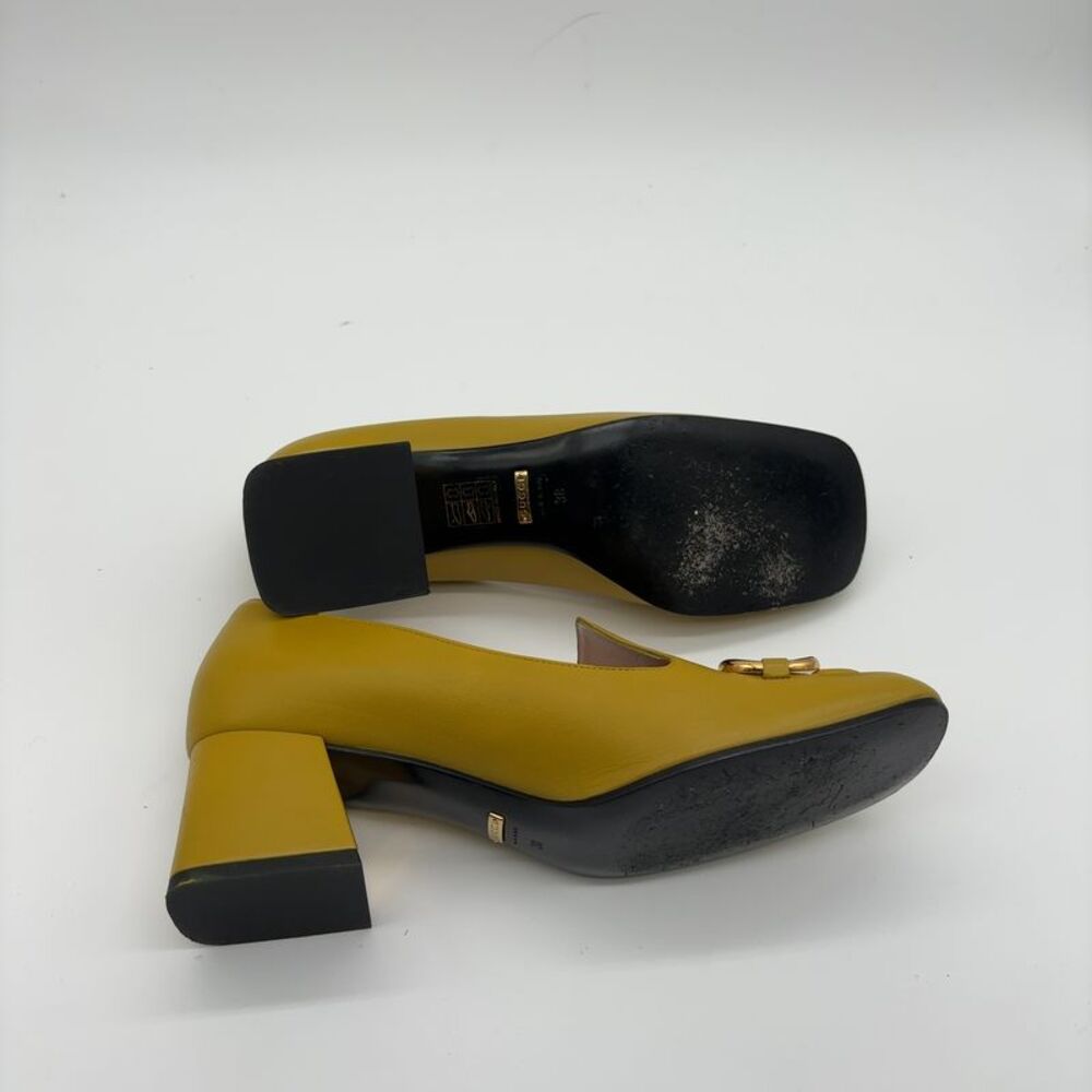 Gucci Mustard Yellow Leather Horsebit Loafers - Picture 6 of 6